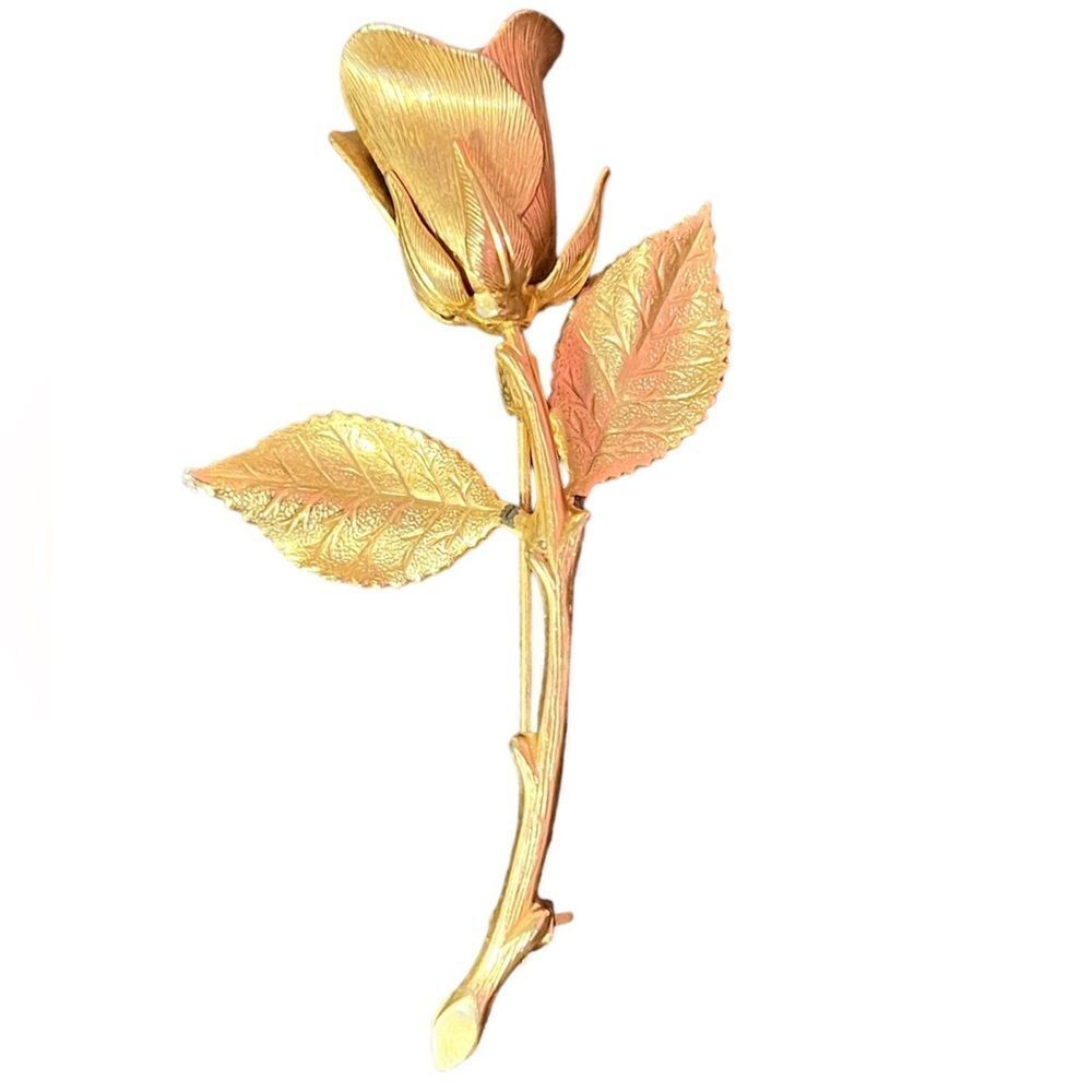 Gold Tone Rose Brooch